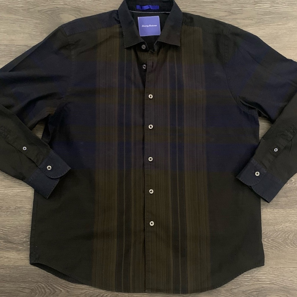 Men's Black and Brown Striped Shirt